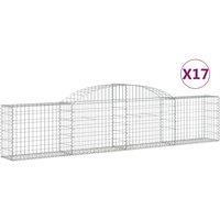 vidaXL Arched Gabion Baskets 17 pcs 300x30x60/80 cm Galvanised Iron, Silver