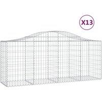 vidaXL Arched Gabion Baskets 13 pcs 200x50x80/100 cm Galvanised Iron, Silver