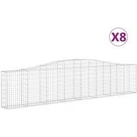 vidaXL Arched Gabion Baskets 8 pcs 400x30x80/100 cm Galvanised Iron, Silver