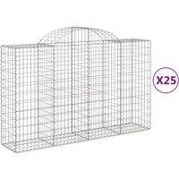 vidaXL Arched Gabion Baskets 25 pcs 200x50x120/140 cm Galvanised Iron, Silver
