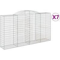vidaXL Arched Gabion Baskets 7 pcs 300x50x160/180 cm Galvanised Iron, Silver
