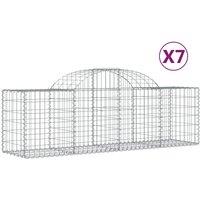 vidaXL Arched Gabion Baskets 7 pcs 200x50x60/80 cm Galvanised Iron, Silver