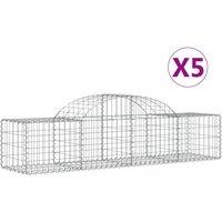 vidaXL Arched Gabion Baskets 5 pcs 200x50x40/60 cm Galvanised Iron, Silver