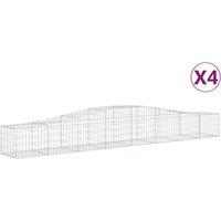 vidaXL Arched Gabion Baskets 4 pcs 400x50x40/60 cm Galvanised Iron, Silver