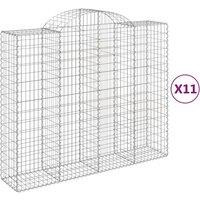vidaXL Arched Gabion Baskets 11 pcs 200x50x160/180 cm Galvanised Iron, Silver