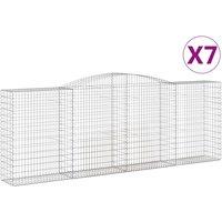 vidaXL Arched Gabion Baskets 7 pcs 400x50x140/160 cm Galvanised Iron, Silver
