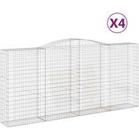 vidaXL Arched Gabion Baskets 4 pcs 400x50x180/200 cm Galvanised Iron, Silver