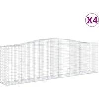 vidaXL Arched Gabion Baskets 4 pcs 400x50x120/140 cm Galvanised Iron, Silver