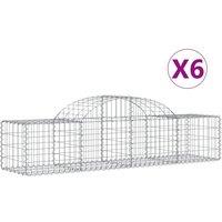 vidaXL Arched Gabion Baskets 6 pcs 200x50x40/60 cm Galvanised Iron, Silver