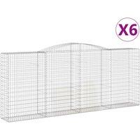 vidaXL Arched Gabion Baskets 6 pcs 400x50x160/180 cm Galvanised Iron, Silver
