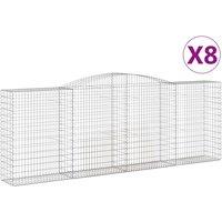 vidaXL Arched Gabion Baskets 8 pcs 400x50x140/160 cm Galvanised Iron, Silver
