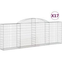 vidaXL Arched Gabion Baskets 17 pcs 300x30x100/120 cm Galvanised Iron, Silver
