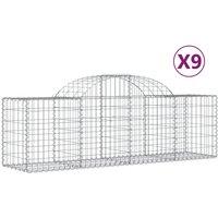 vidaXL Arched Gabion Baskets 9 pcs 200x50x60/80 cm Galvanised Iron, Silver