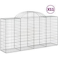 vidaXL Arched Gabion Baskets 11 pcs 200x50x100/120 cm Galvanised Iron, Silver