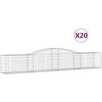vidaXL Arched Gabion Baskets 20 pcs 400x50x60/80 cm Galvanised Iron, Silver