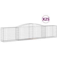 vidaXL Arched Gabion Baskets 25 pcs 400x50x80/100 cm Galvanised Iron, Silver