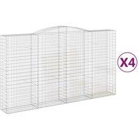 vidaXL Arched Gabion Baskets 4 pcs 400x50x220/240 cm Galvanised Iron, Silver
