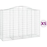 vidaXL Arched Gabion Baskets 5 pcs 200x50x140/160 cm Galvanised Iron, Silver