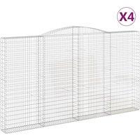 vidaXL Arched Gabion Baskets 4 pcs 400x30x220/240 cm Galvanised Iron, Silver