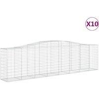 vidaXL Arched Gabion Baskets 10 pcs 400x50x100/120 cm Galvanised Iron, Silver