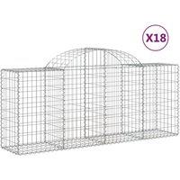 vidaXL Arched Gabion Baskets 18 pcs 200x50x80/100 cm Galvanised Iron, Silver