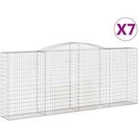 vidaXL Arched Gabion Baskets 7 pcs 400x50x160/180 cm Galvanised Iron, Silver