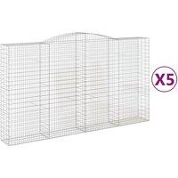 vidaXL Arched Gabion Baskets 5 pcs 400x50x220/240 cm Galvanised Iron, Silver