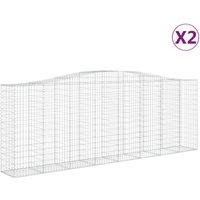 vidaXL Arched Gabion Baskets 2 pcs 400x50x140/160 cm Galvanised Iron, Silver