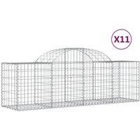 vidaXL Arched Gabion Baskets 11 pcs 200x50x60/80 cm Galvanised Iron, Silver