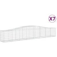 vidaXL Arched Gabion Baskets 7 pcs 400x50x60/80 cm Galvanised Iron, Silver