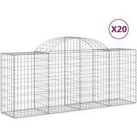 vidaXL Arched Gabion Baskets 20 pcs 200x50x80/100 cm Galvanised Iron, Silver