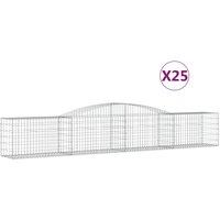 vidaXL Arched Gabion Baskets 25 pcs 400x50x60/80 cm Galvanised Iron, Silver
