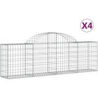 vidaXL Arched Gabion Baskets 4 pcs 200x30x60/80 cm Galvanised Iron, Silver