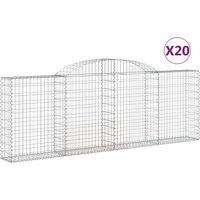 vidaXL Arched Gabion Baskets 20 pcs 300x30x100/120 cm Galvanised Iron, Silver