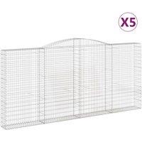 vidaXL Arched Gabion Baskets 5 pcs 400x30x180/200 cm Galvanised Iron, Silver