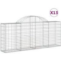 vidaXL Arched Gabion Baskets 13 pcs 200x30x80/100 cm Galvanised Iron, Silver