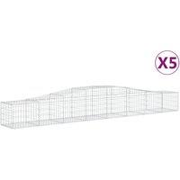 vidaXL Arched Gabion Baskets 5 pcs 400x50x40/60 cm Galvanised Iron, Silver