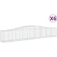 vidaXL Arched Gabion Baskets 6 pcs 400x50x60/80 cm Galvanised Iron, Silver