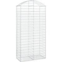vidaXL Arched Gabion Basket 100x50x200/220 cm Galvanised Iron, Silver