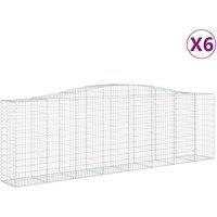 vidaXL Arched Gabion Baskets 6 pcs 400x50x120/140 cm Galvanised Iron, Silver
