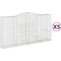 vidaXL Arched Gabion Baskets 5 pcs 400x50x200/220 cm Galvanised Iron, Silver