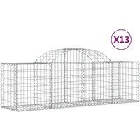 vidaXL Arched Gabion Baskets 13 pcs 200x50x60/80 cm Galvanised Iron, Silver