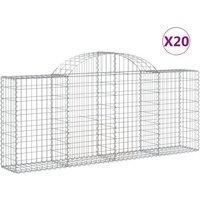 vidaXL Arched Gabion Baskets 20 pcs 200x30x80/100 cm Galvanised Iron, Silver