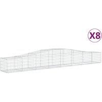 vidaXL Arched Gabion Baskets 8 pcs 400x50x40/60 cm Galvanised Iron, Silver