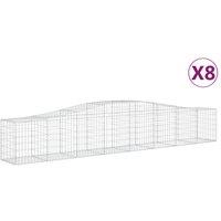 vidaXL Arched Gabion Baskets 8 pcs 400x50x60/80 cm Galvanised Iron, Silver