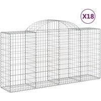 vidaXL Arched Gabion Baskets 18 pcs 200x50x100/120 cm Galvanised Iron, Silver