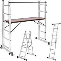 Tectake Aluminium Multi-purpose Ladder w/ Scaffold, Silver