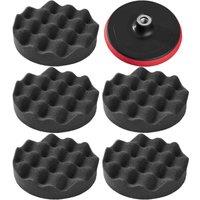 Tectake Polishing Pad & Disc Set (ribbed, 150mm, 6Pcs), Black
