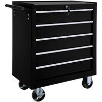 Tectake Tool Chest w/ 5 Drawers Black, Black