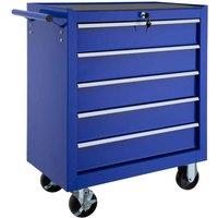 Tectake Tool Chest w/ 5 Drawers Blue, Blue